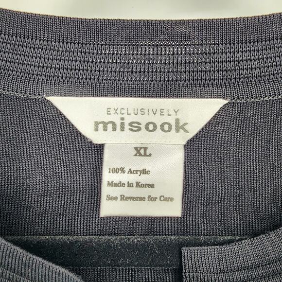 Misook Colorblock Shoulder Pad Button Split Hem Long Sleeve Sweater Size XL - Picture 2 of 4